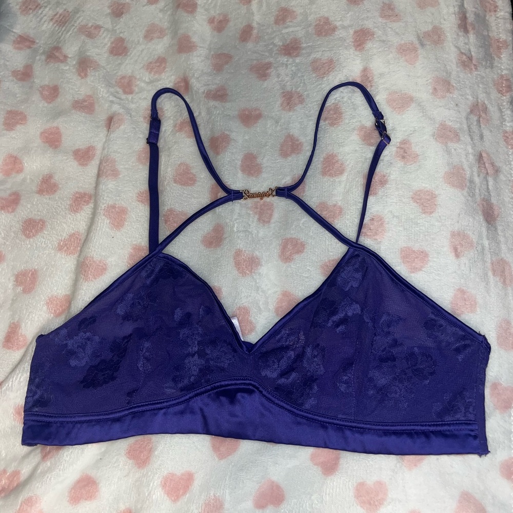 savage x fenty strap up lace bralette taboo blue